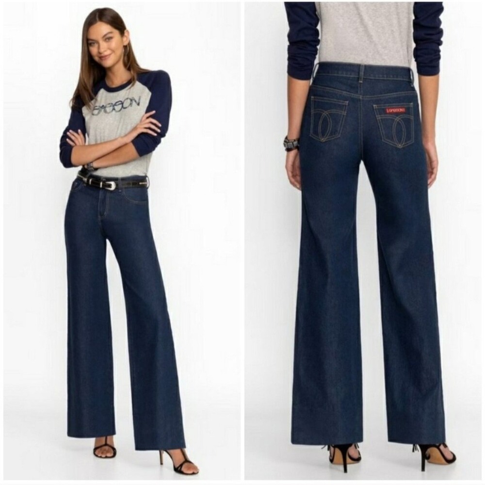 Johnny Was Sasson Lumiere Wide Leg Jeans Size 32 TRW Dark Wash Denim NWT $198